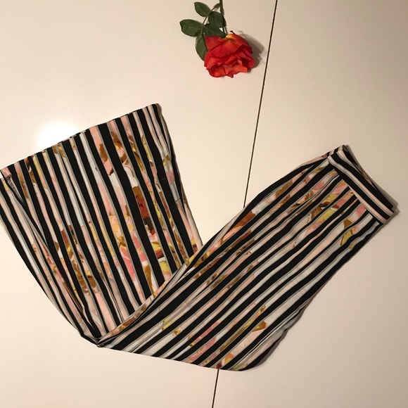 Bisou Bisou Fun Stripe Palazzo Pants Medium - Picture 1 of 7